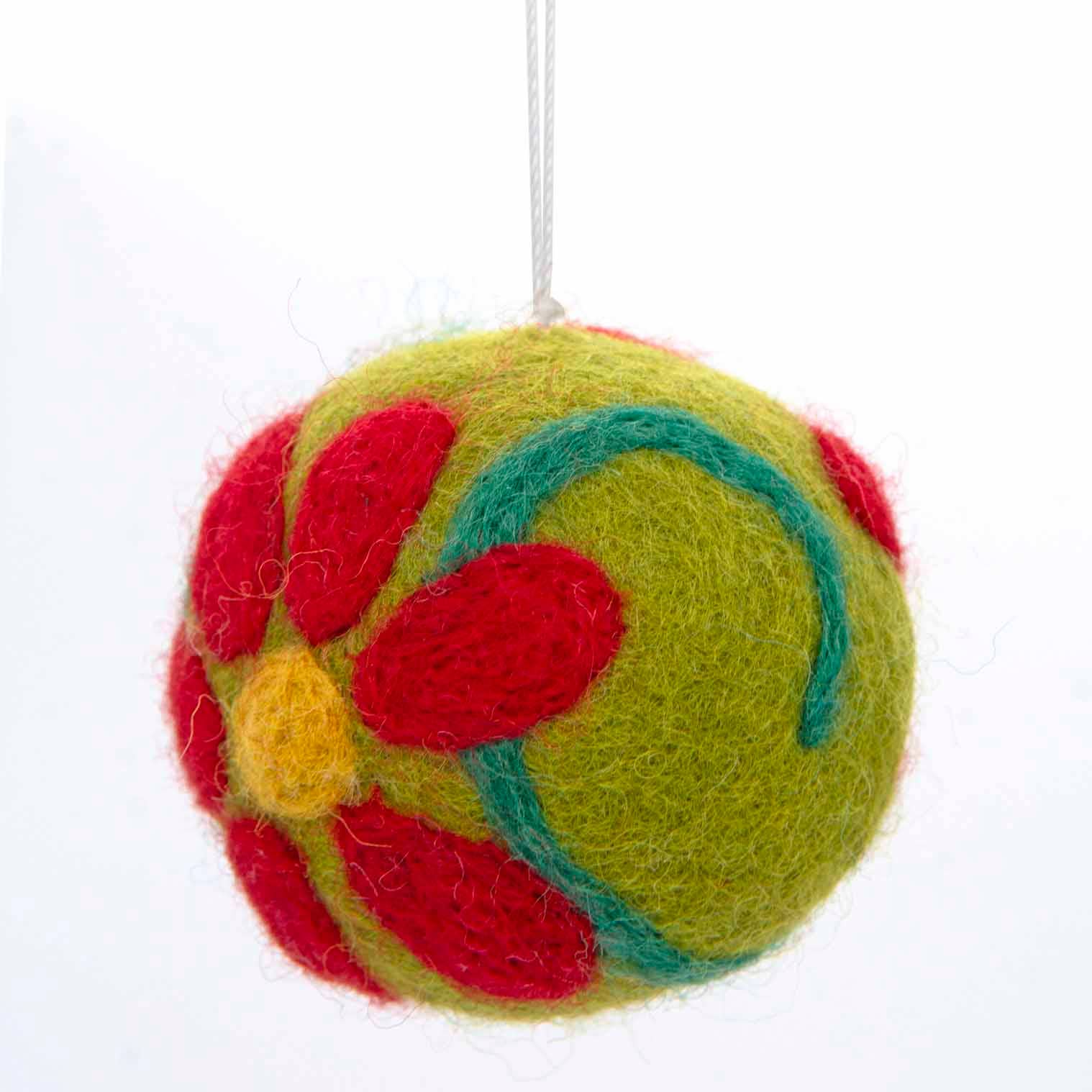 Flower Bauble Felt Christmas Decoration: Green