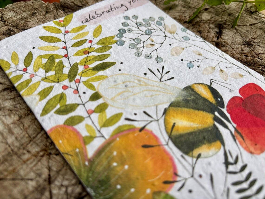 Plantable Seed Paper Birthday Card, Blank Inside