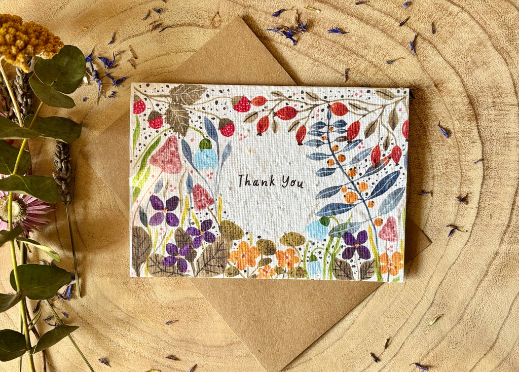 Plantable Seed Paper Thank You Card, Blank Inside