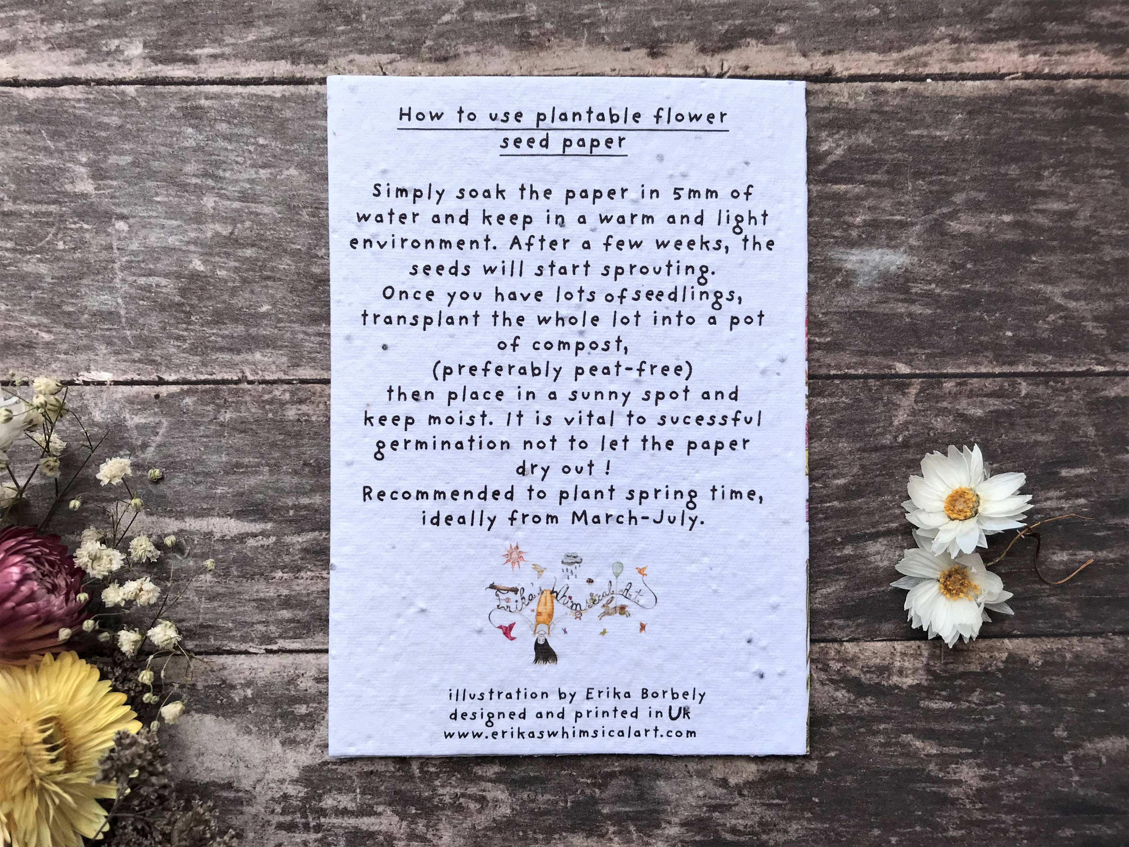 Plantable Seed Paper Thank You Card, Blank Inside