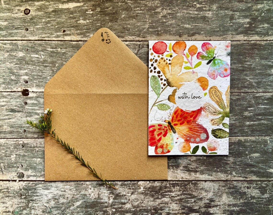 Plantable Seed Paper With Love Card, Blank Inside