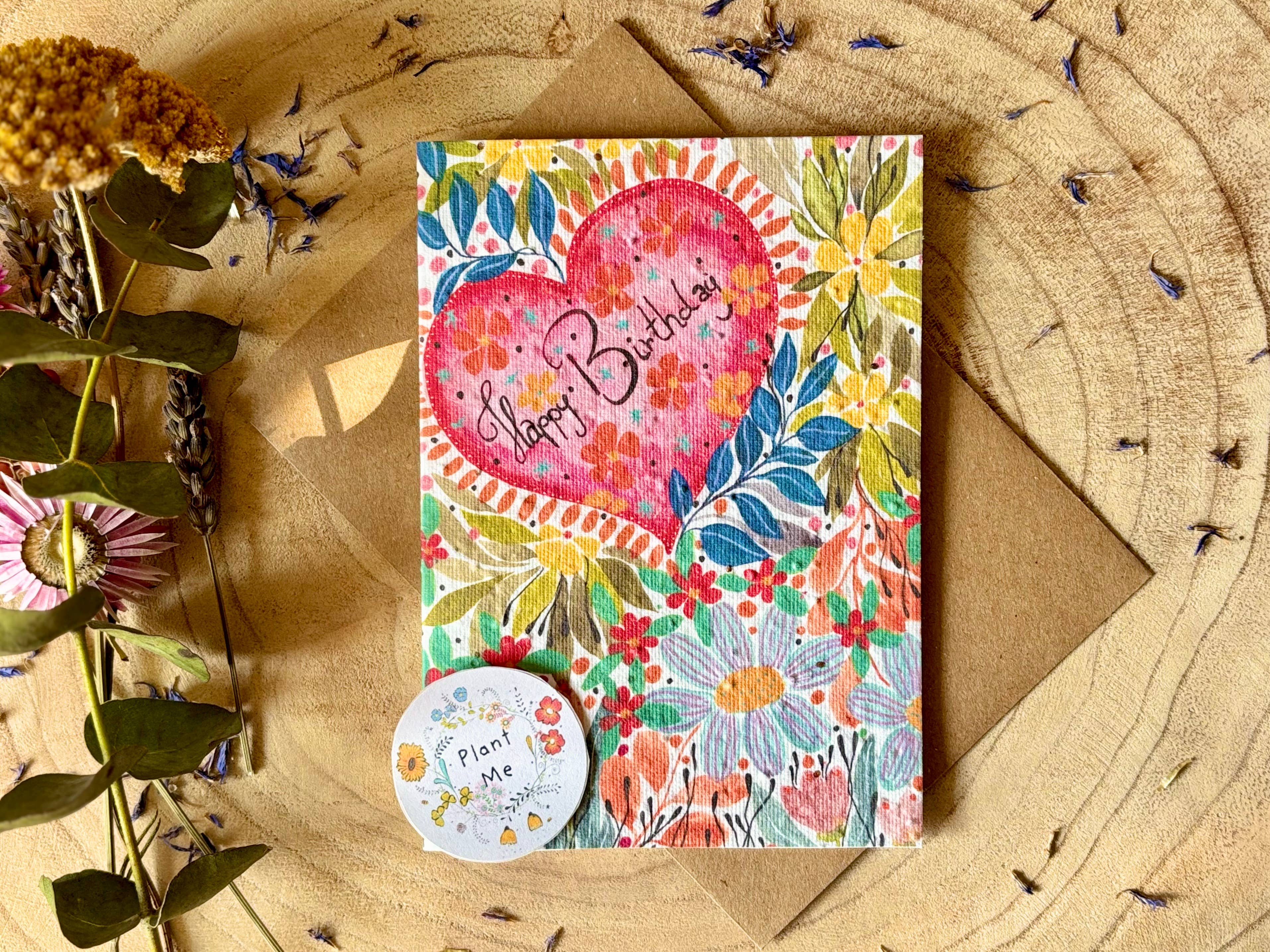 Plantable  Seed Paper Birthday Card, Blank Inside