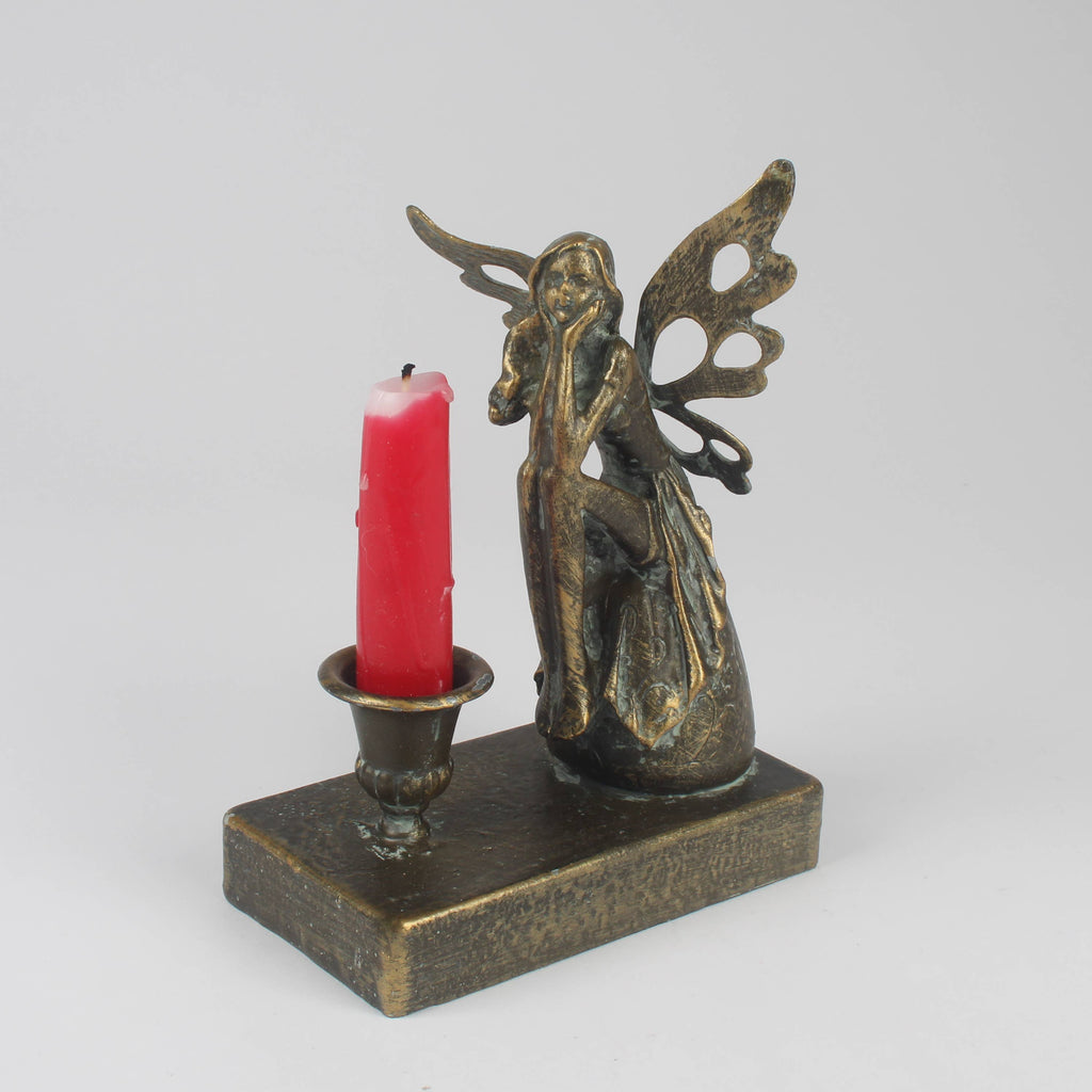 Antique Gold Fairy Figurine Candle Holder Ornament Base