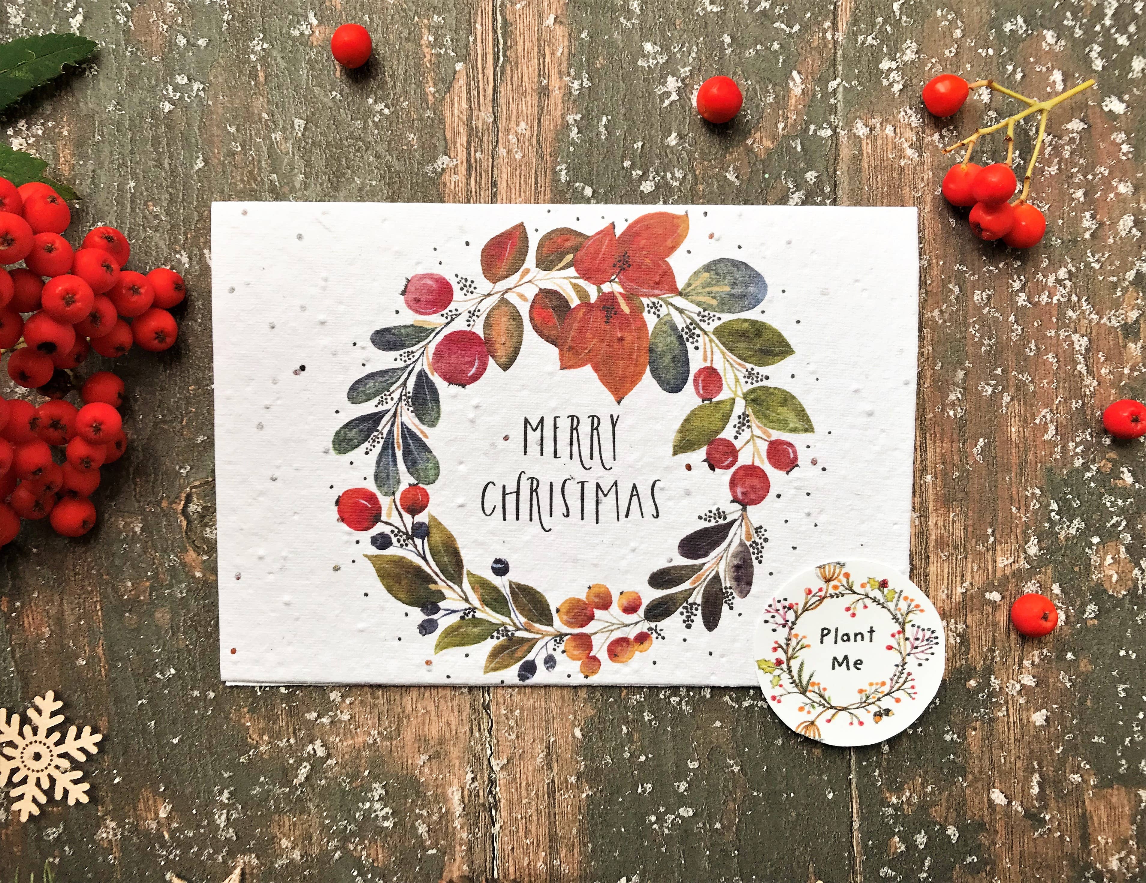 Plantable Seed Christmas Cards, illustrated Christmas Card