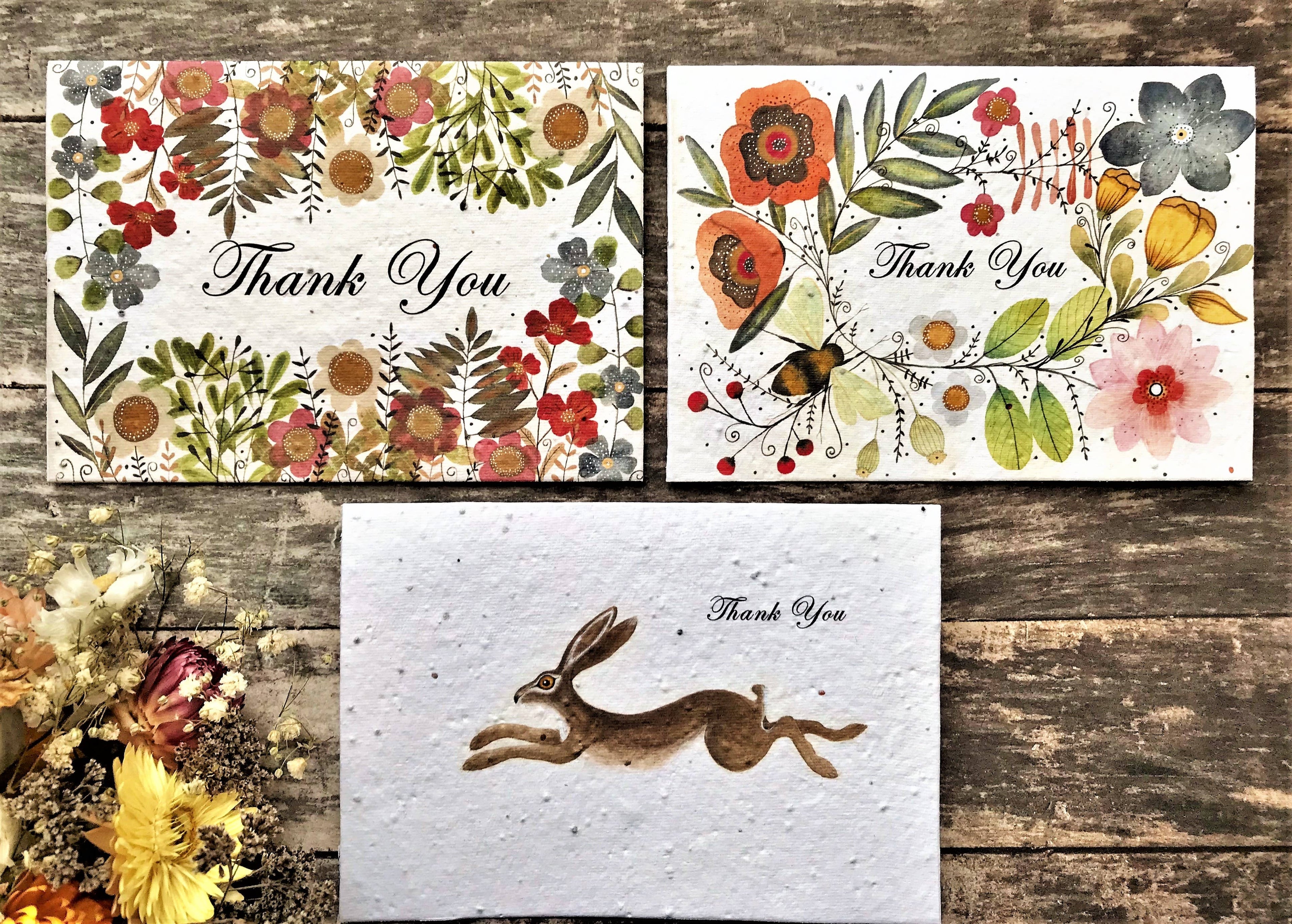 Plantable Seed Paper Thank You Card, Blank Inside