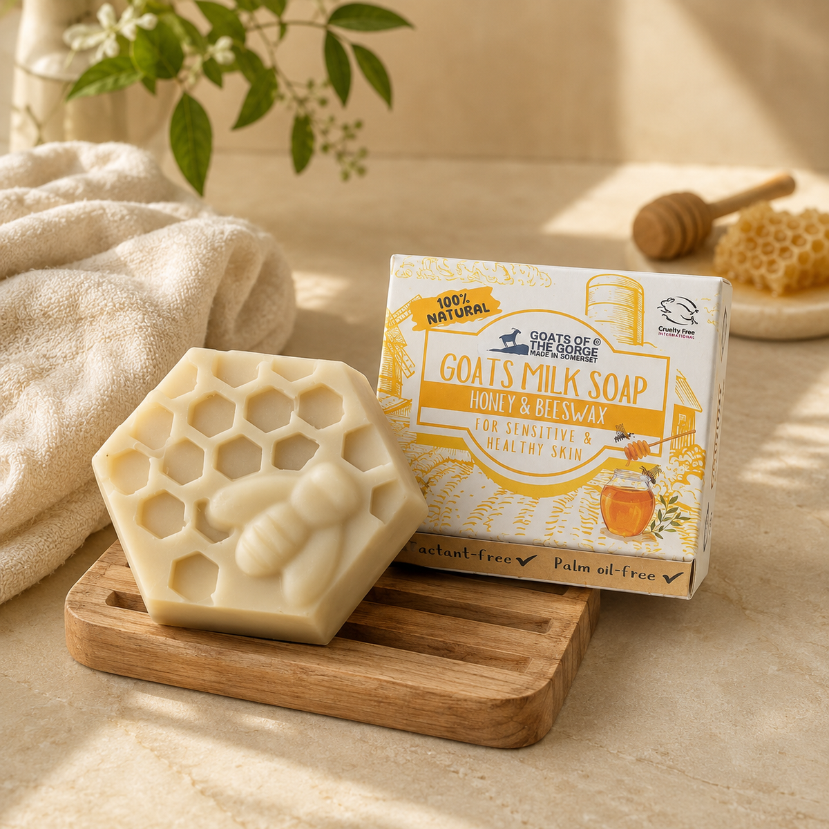 Goats Milk Soap Bar (Honey & Beeswax) 100% NATURAL : Box