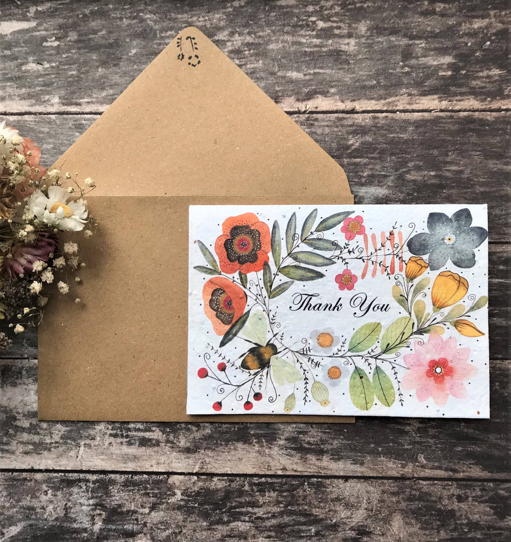 Plantable Seed Paper Thank You Card, Blank Inside