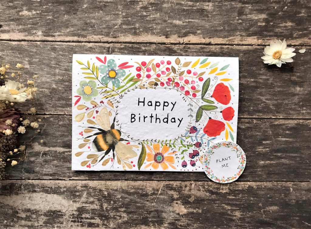 Plantable Seed Paper Birthday Card, Blank Inside