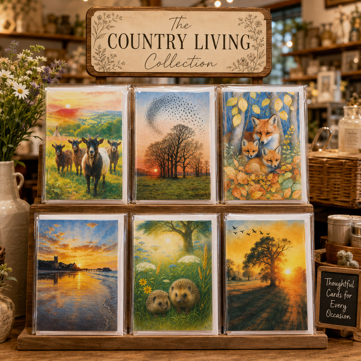 Rural Sunset with geese overhead Greeting Card with Envelope